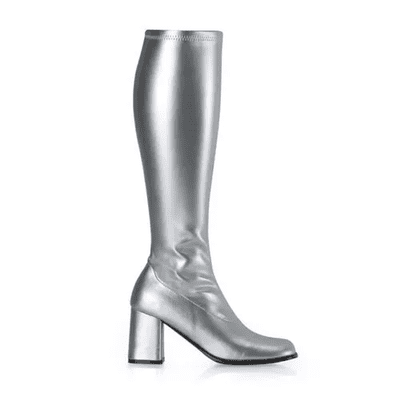 Ladies Silver GoGo Boots Size 2 1970s
