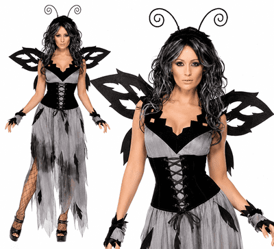 Ladies Sinister Forest Fairy Costume Halloween Gothic Fantasy Fancy Dress Outfit