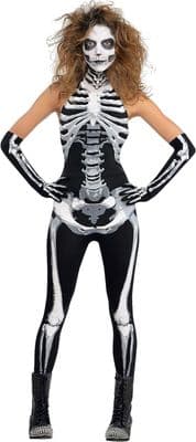 Ladies Skeleton Costume Sexy Bone-A-Fied Babe Halloween Outfit