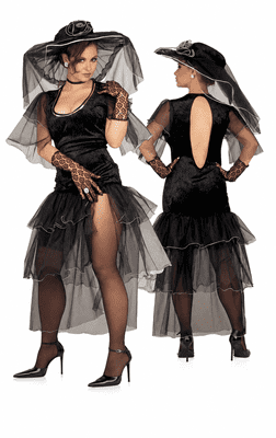 Ladies Spicy Widow Costume Adult Gothic Fancy Dress Saloon Outfit UK 10-12