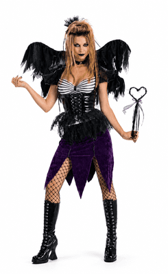 Ladies Spider Fairy Costume Halloween Gothic Fancy Dress Outfit with Wings