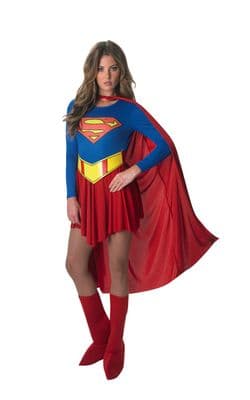 Ladies Supergirl Costume Licensed  Superhero Fancy Dress Outfit