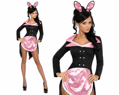 Ladies Tuxedo Bunny Costume Fever Playboy Style Fancy Dress Outfit XS 4-6