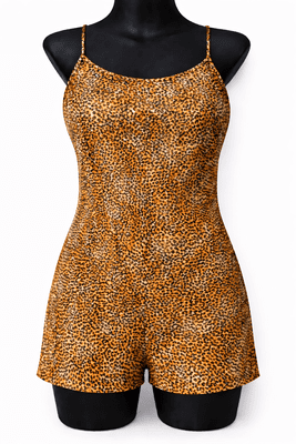 Ladies Undercoverwear Animal Print Satin Short Playsuit  Size 12-14