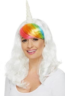 Ladies Unicorn Wig with Rainbow Fringe