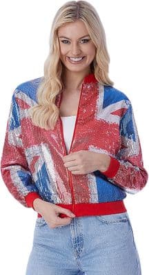 Ladies Vintage Style Union Sequin Bomber Jacket