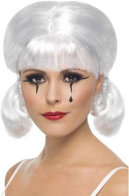 Ladies White Clown Mime Wig