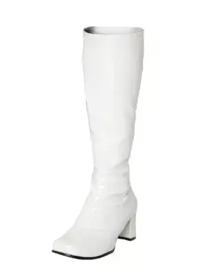 Ladies White GoGo Boots Size 2 1970s