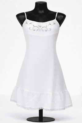 Ladies White Nightdress Cotton Feel  Lace Trim Embroidered Floral Sleepwear