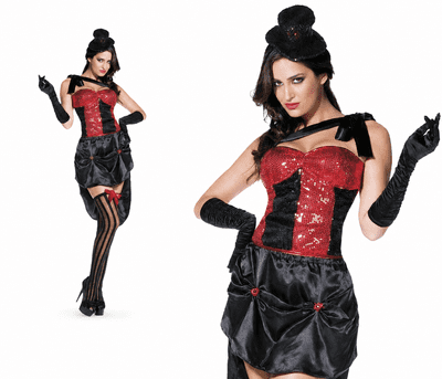 Ladies Wild West Burlesque Costume Adult Saloon Girl Fancy Dress Outfit
