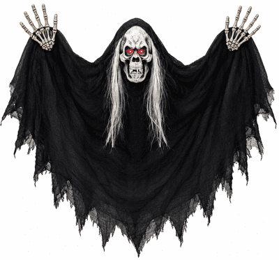 Light Up Skeleton Bat Halloween Hanging Decoration Black 60cm Party Prop