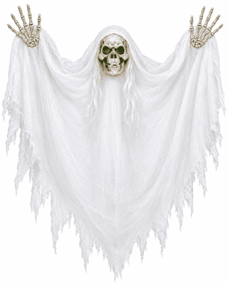Light Up Skeleton Bat Halloween Hanging Decoration White 60cm Party Prop