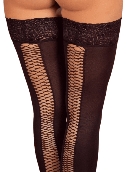 Luxury Lace Hold Up Stockings Lace Up Back