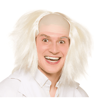 Mad Scientist Crazy Guy Wig White Bald Scientist Halloween Fancy Dress Costume Accessory