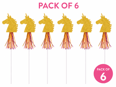 Magical Unicorn Wands Pack of 6 Glitter Party Bag Fillers Kids Accessories