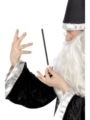 Magicians Wand Black White 33cm Magic Wizard Fancy Dress Costume Accessory