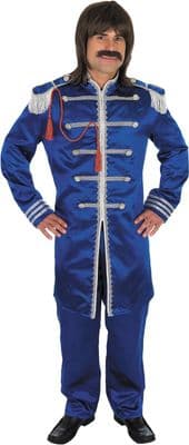 Mens 1960s Blue Pop Sergeant Costume  Retro Fancy Dress Suit