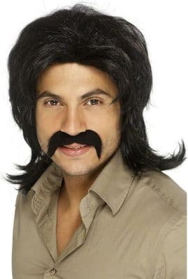 Mens 1970's Guy Wig Black