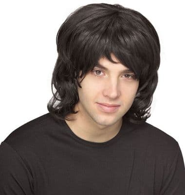 Mens 1970's Shag Wig Black