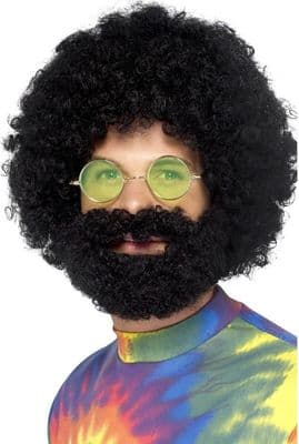 Mens 1970s and 1980s Groovy Dude Afro Wig and Beard