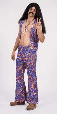 Mens 1970s Hippie Costume Medium Retro Fancy Dress Trousers Waistcoat