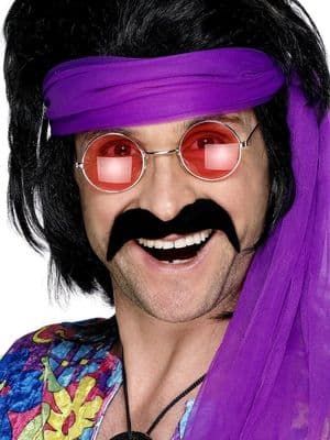 Mens 1970s Moustache Tash Black