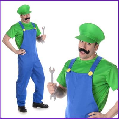 Mens 1980s Green Plumber Costume