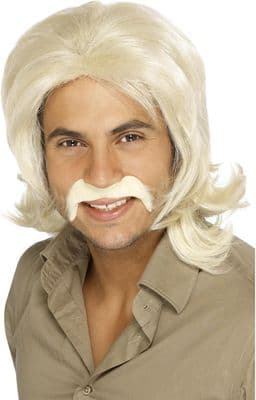 Mens 70s Wig Blonde Retro Disco Fancy Dress Costume Adult