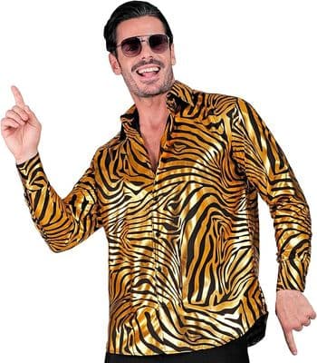 Mens Animalier Gold Party Fashion Shirt