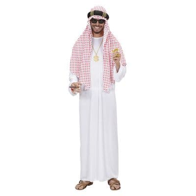 Mens Arab Sheikh Costume Arabian Fancy Dress Desert Robe Adult Outfit