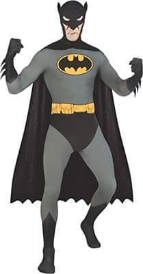 Mens Batman 2nd Skin Costume Superhero Morphsuit Fancy Dress Adult