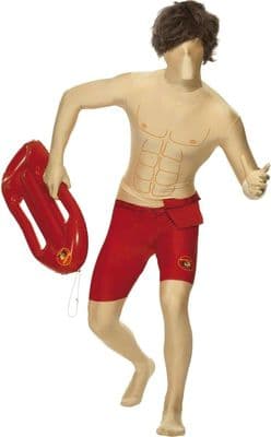 Mens Baywatch 2nd Skin Costume Lifeguard Morph Suit Fancy Dress Medium