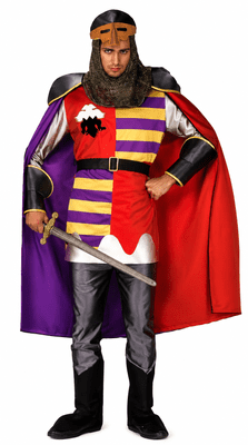 Mens Camelot Knight Costume Medieval Fancy Dress Crusader Outfit M/L