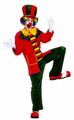 Mens Deluxe Velvet Clown Costume Circus Fancy Dress Red Green Medium Large