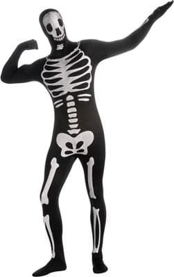 Mens Glow in the Dark Skeleton Costume 2nd Skin Suit Halloween Fancy Dress