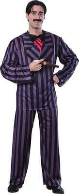 Mens Gomez Addams Costume Purple Striped Suit Addams Family Fancy Dress Outfit