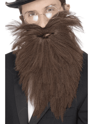 Mens Long Brown Armish Beard And Tash Set
