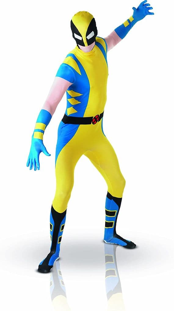 Mens Marvel Wolverine 2nd Skin Costume X-Men Bodysuit Fancy Dress Adult