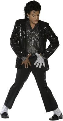Mens Michael Jackson Billie Jean Costume 80s Pop Star Fancy Dress Licensed