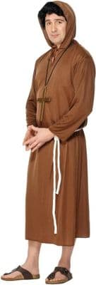 Mens Monk Costume Friar Tuck Monk Robe Medieval Fancy Dress Outfit Adult