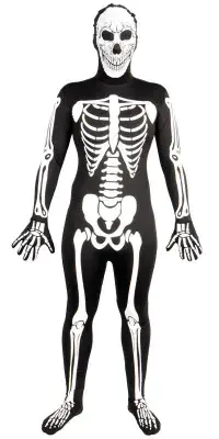 Mens Skeleton Costume Full Body Suit Zentai Halloween Fancy Dress Outfit Medium