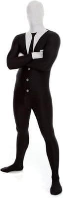 Mens Slender Man Morphsuit Full Body Suit Halloween Fancy Dress Costume Outfit