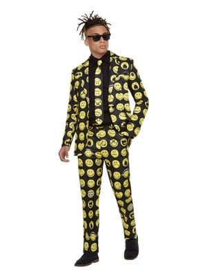 Mens Smiley Face Suit Stand Out Fancy Dress Festival Party Jacket Trousers