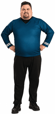 Mens Star Trek Spock Costume Deluxe Blue Official Licensed Fancy Dress XL