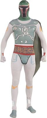 Mens Star Wars Boba Fett 2nd Skin Costume Bodysuit Fancy Dress Adult