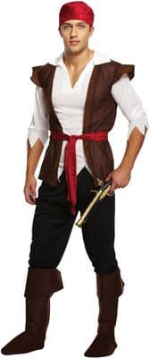 Mens Swashbuckler Pirate Costume Buccaneer Fancy Dress Outfit With Boot Covers