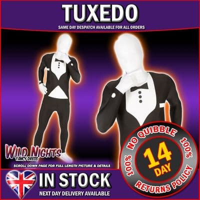 MENS TUXEDO HIGH QUALITY MORPHSUIT FANCY DRESS COSTUME