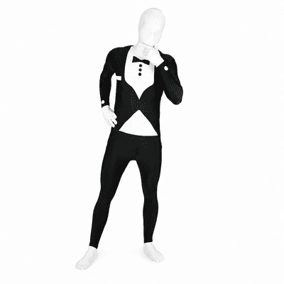 Mens Tuxedo Morphsuit Fancy Dress Costume Full Body Suit Adult