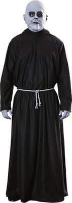 Mens Uncle Fester Costume Addams Family Robe Mask Halloween Fancy Dress Outfit