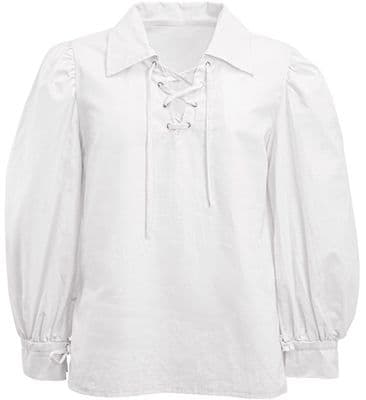 Mens White Historical Shirt Lace Up Pirate Medieval Renaissance Fancy Dress